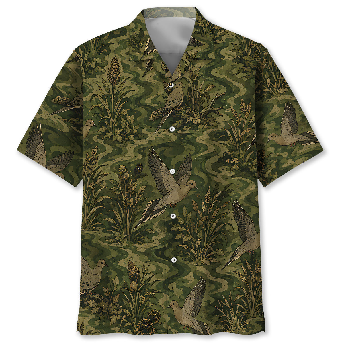 Vintage Mourning Dove Camo Hawaiian Shirt