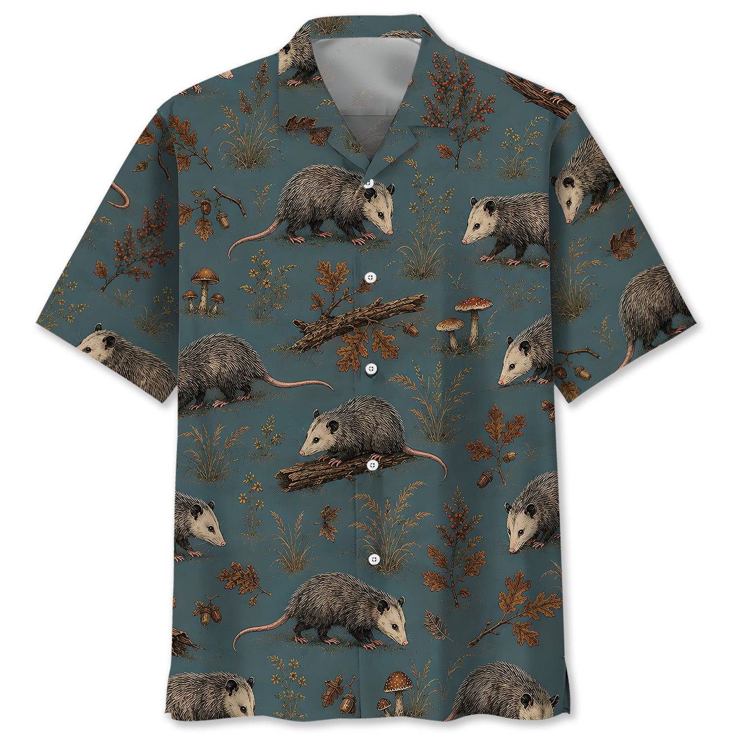 Vintage Slate Opossum Hunt Hawaiian Shirt