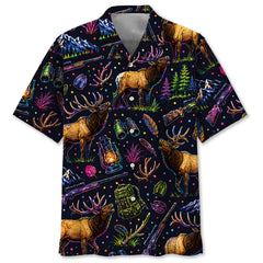 Elk Hunting Graphic Pattern Hawaiian Shirt