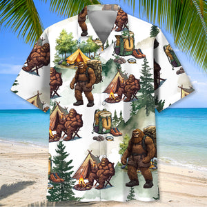Camping Bigfoot Mountain Tree Hawaiian Shirt