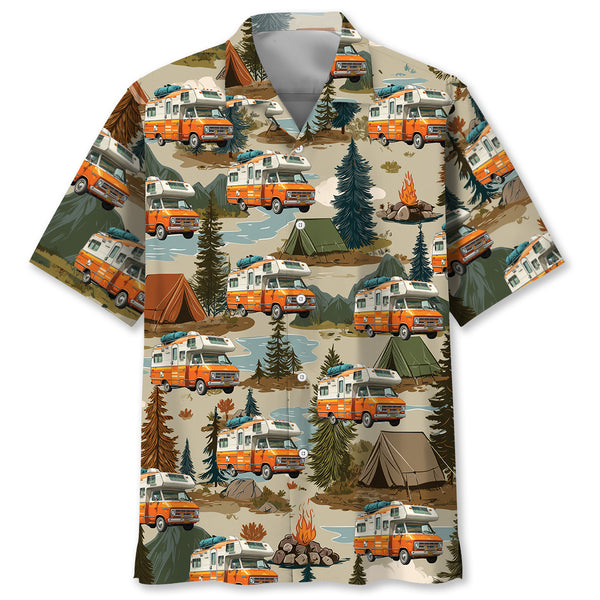 Retro RV Camping Adventure Hawaiian Shirt