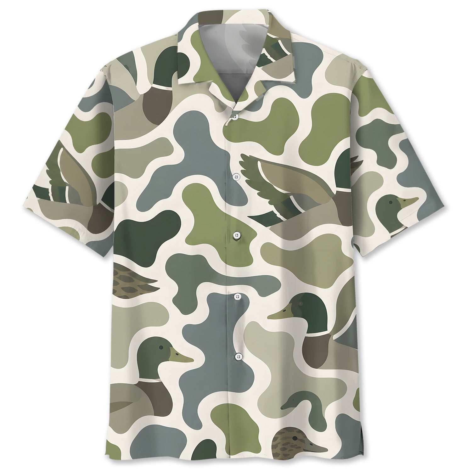 Mallard Ducks Camouflage Hunting Funny Pattern Hawaiian Shirt