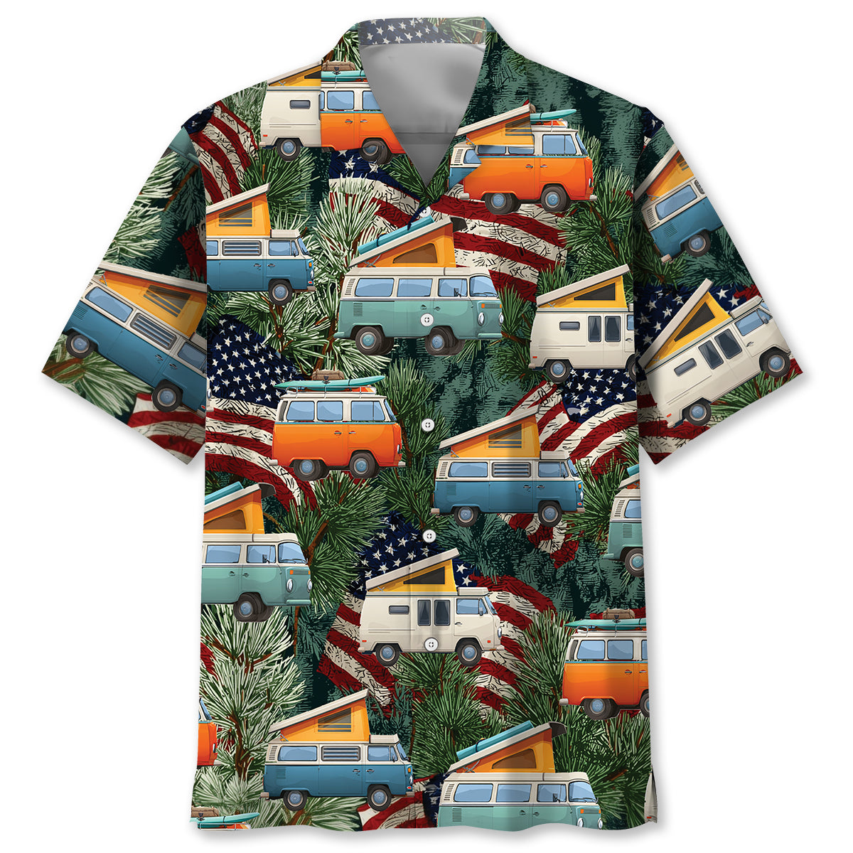 America Pop-Up Camper Car Hawaiian Shirt