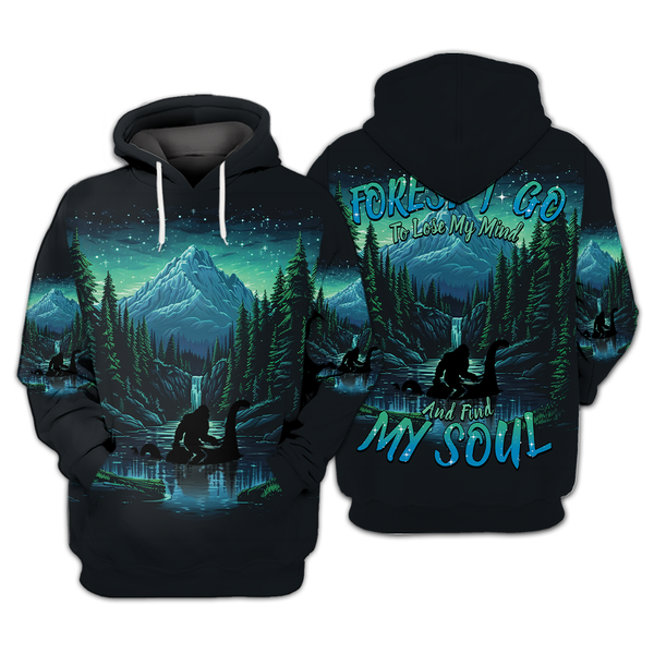 Bigfoot Riding Loch Ness Into The Forest I Go All Over Print Shirt