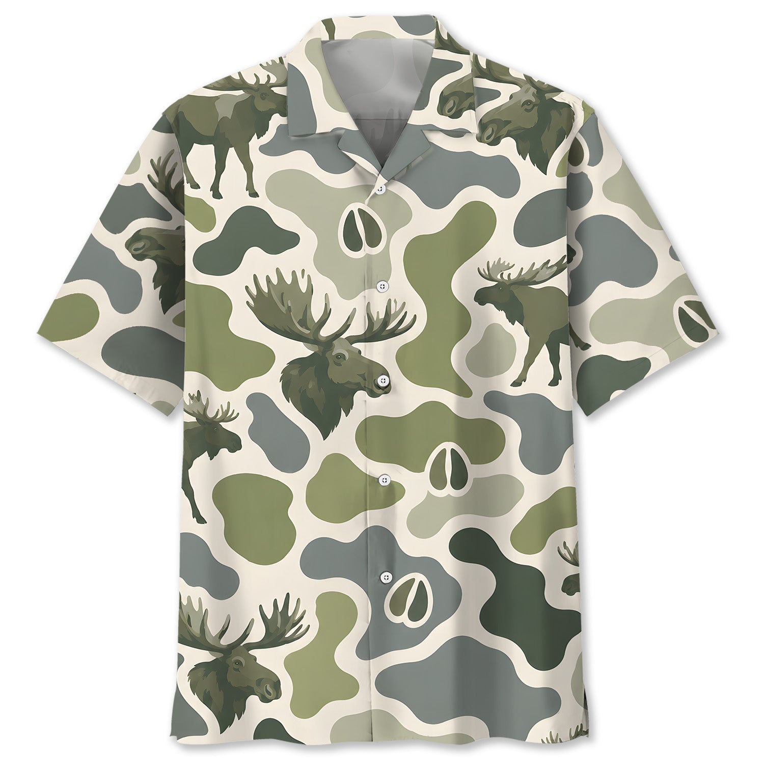 Moose Camouflage Hunting Funny Pattern Hawaiian Shirt