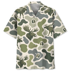 Moose Camouflage Hunting Funny Pattern Hawaiian Shirt