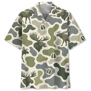 Moose Camouflage Hunting Funny Pattern Hawaiian Shirt
