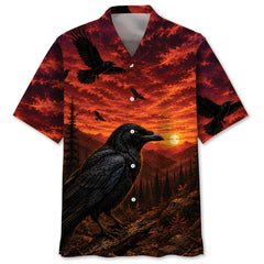 Crow Hunting Burnt Sky Hawaiian Shirt