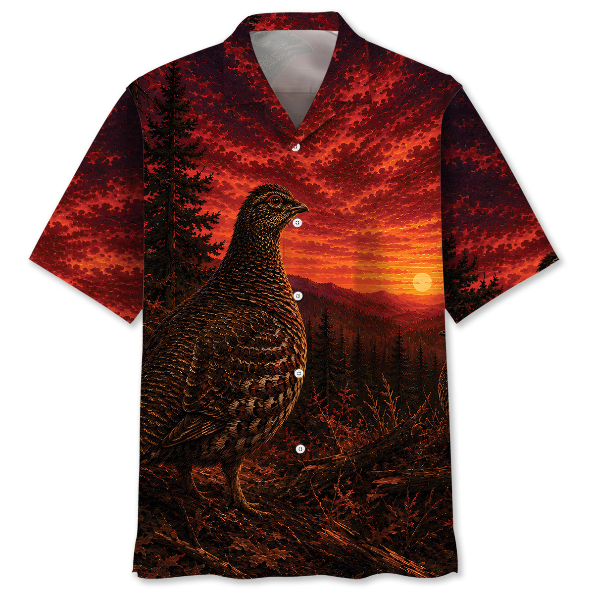Grouse Hunting Burnt Sky Hawaiian Shirt