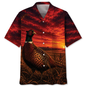 Pheasant Hunting Burnt Sky Hawaiian Shirt