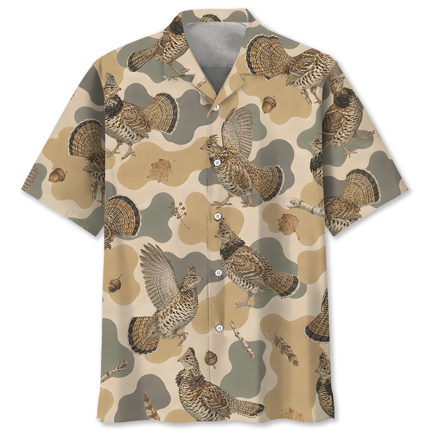 Ruffed Grouse Camouflage Men Polo Shirt
