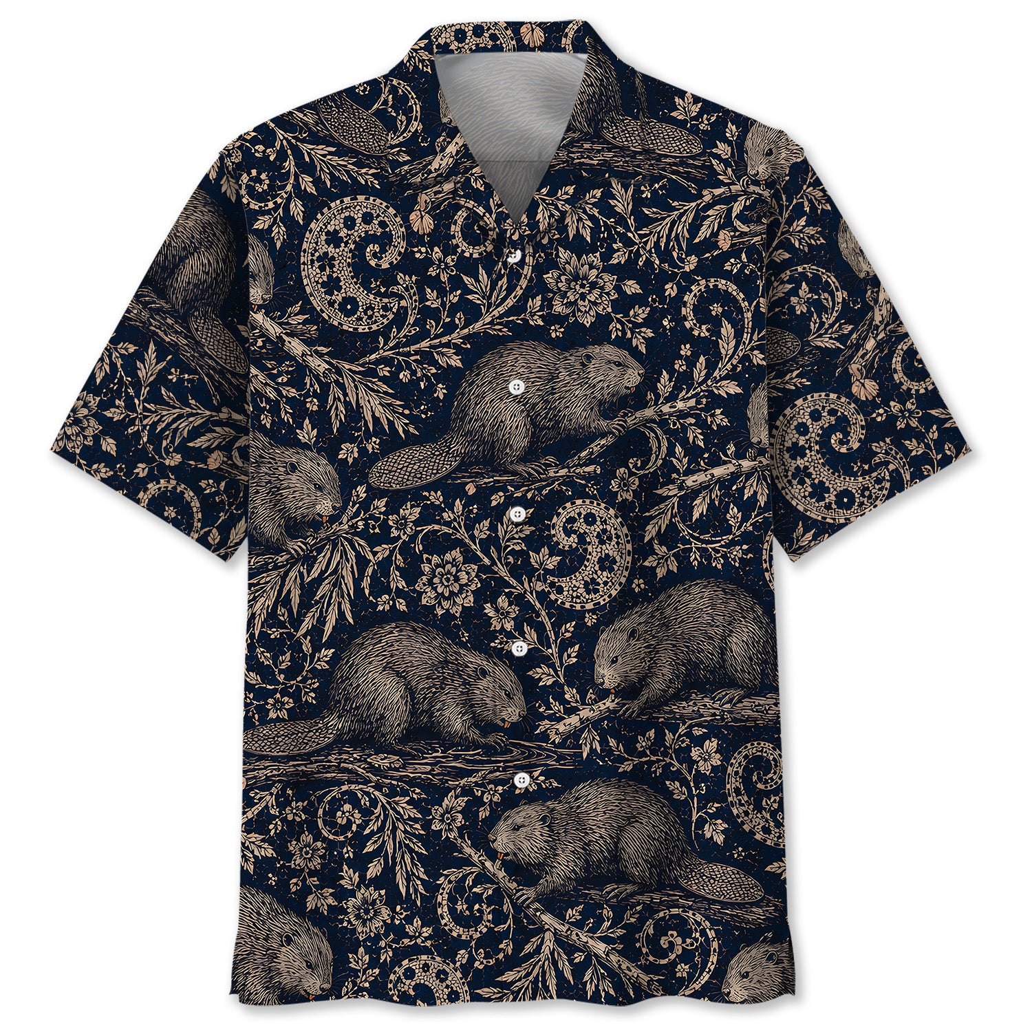 Midnight Beaver Paisley Hawaiian Shirt