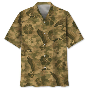Goose Hibiscus Camouflage Hawaiian Shirt