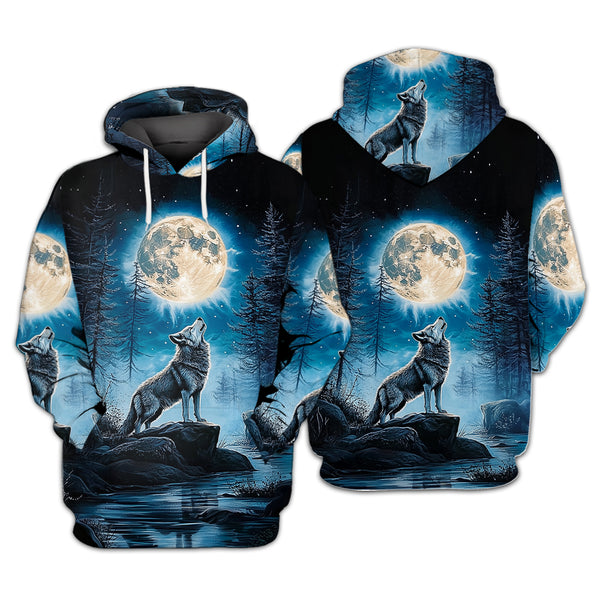 Wolf Moon Light Art All Over Print Shirt