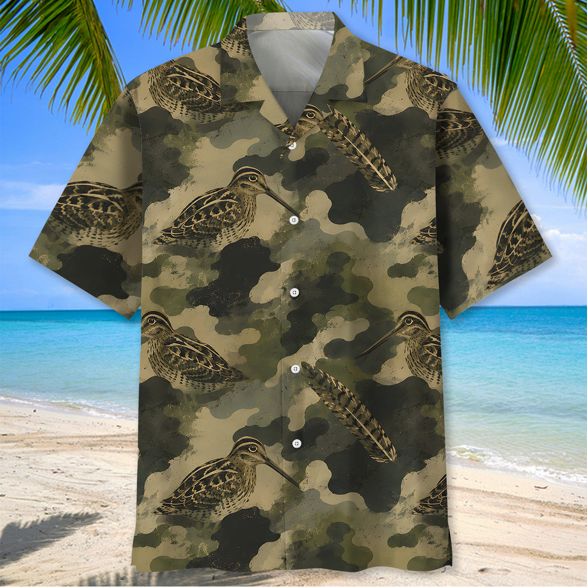 Snipe Camouflage Graphic Pattern Hawaiian Shirt