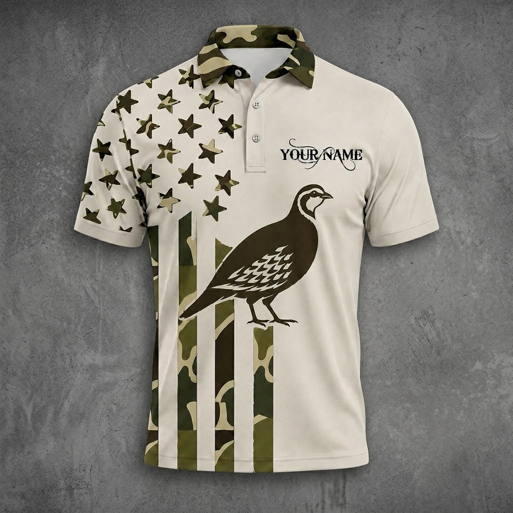 Custom Name Partridge Hunting Camouflage Style Men Polo Shirt