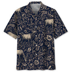 Midnight Elk Hunting Paisley Hawaiian Shirt