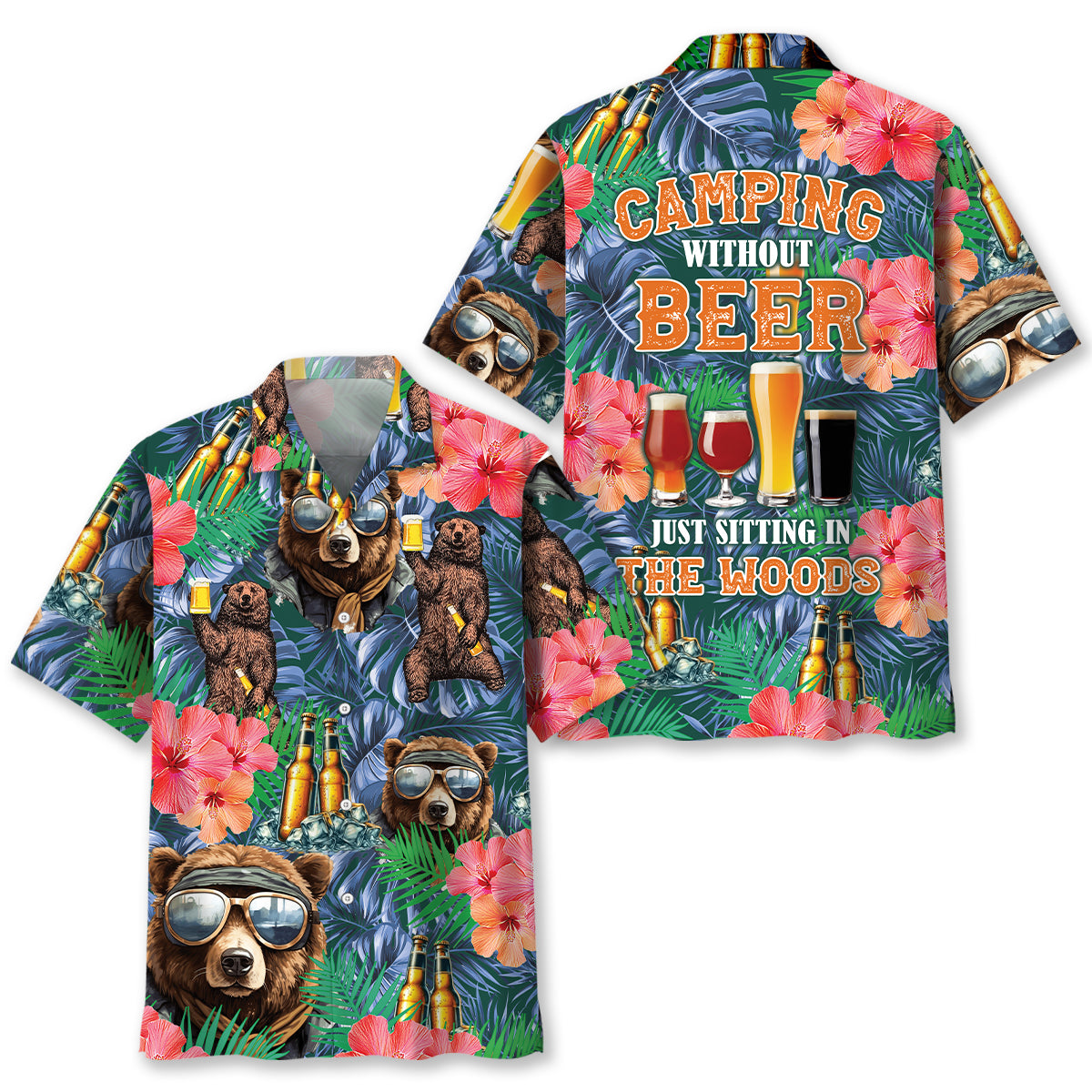 Bear Camping With Beer Hawaiian Shirt
