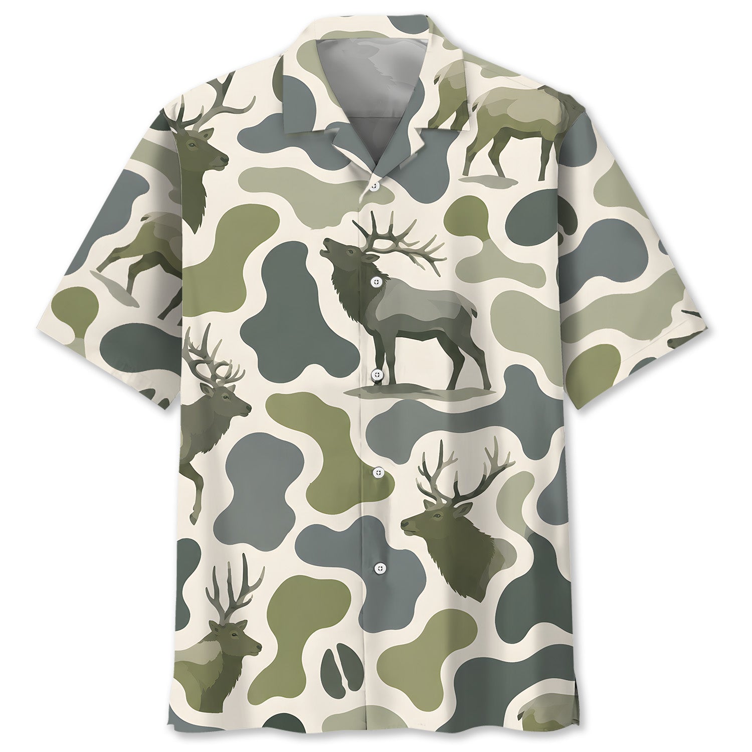 Elk Camouflage Hunting Funny Pattern Hawaiian Shirt