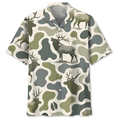 Elk Camouflage Hunting Funny Pattern Hawaiian Shirt