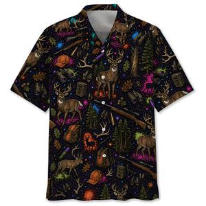 Retro Deer Hunting Colorful Hawaiian Shirt