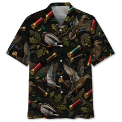 Vintage Duck Hunting Camouflage Black Hawaiian Shirt