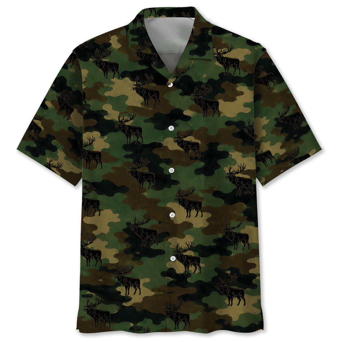 Elk Camouflage Millitary Hawaiian Shirt
