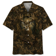 Deer Hunting Dark Camo Hawaiian Shirt