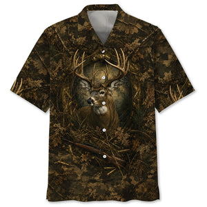 Deer Hunting Dark Camo Hawaiian Shirt