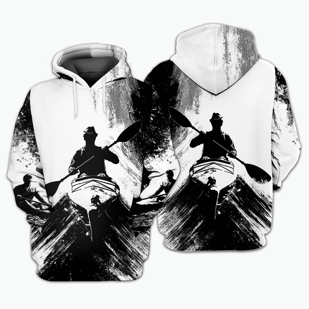 Black And White Kayaking Lover All Over Print Shirt