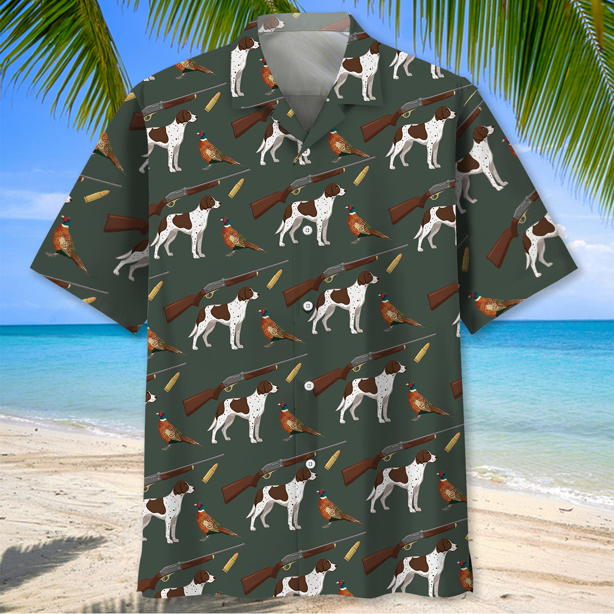 Vintage Hunting Dog & Pheasant Pattern Hawaiian Shirt