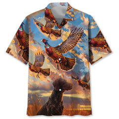 Pheasant Hunting with German Shorthaired Pointer Hawaiian Shirt