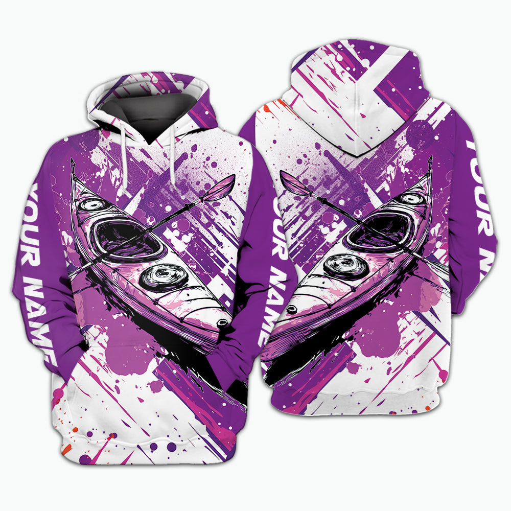Custom Name Kayaking Purple All Over Print Shirt