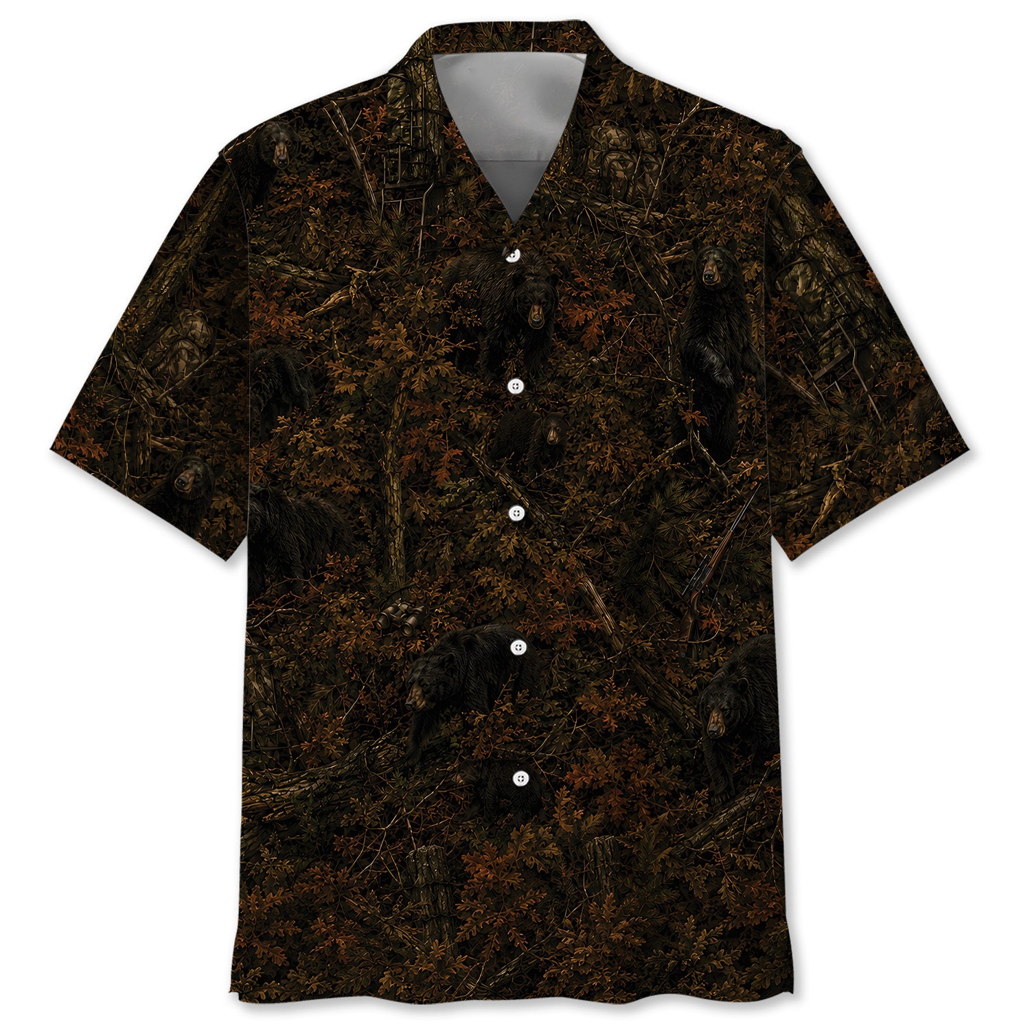 Bear Hunting Forest Camouflage Hawaiian Shirt