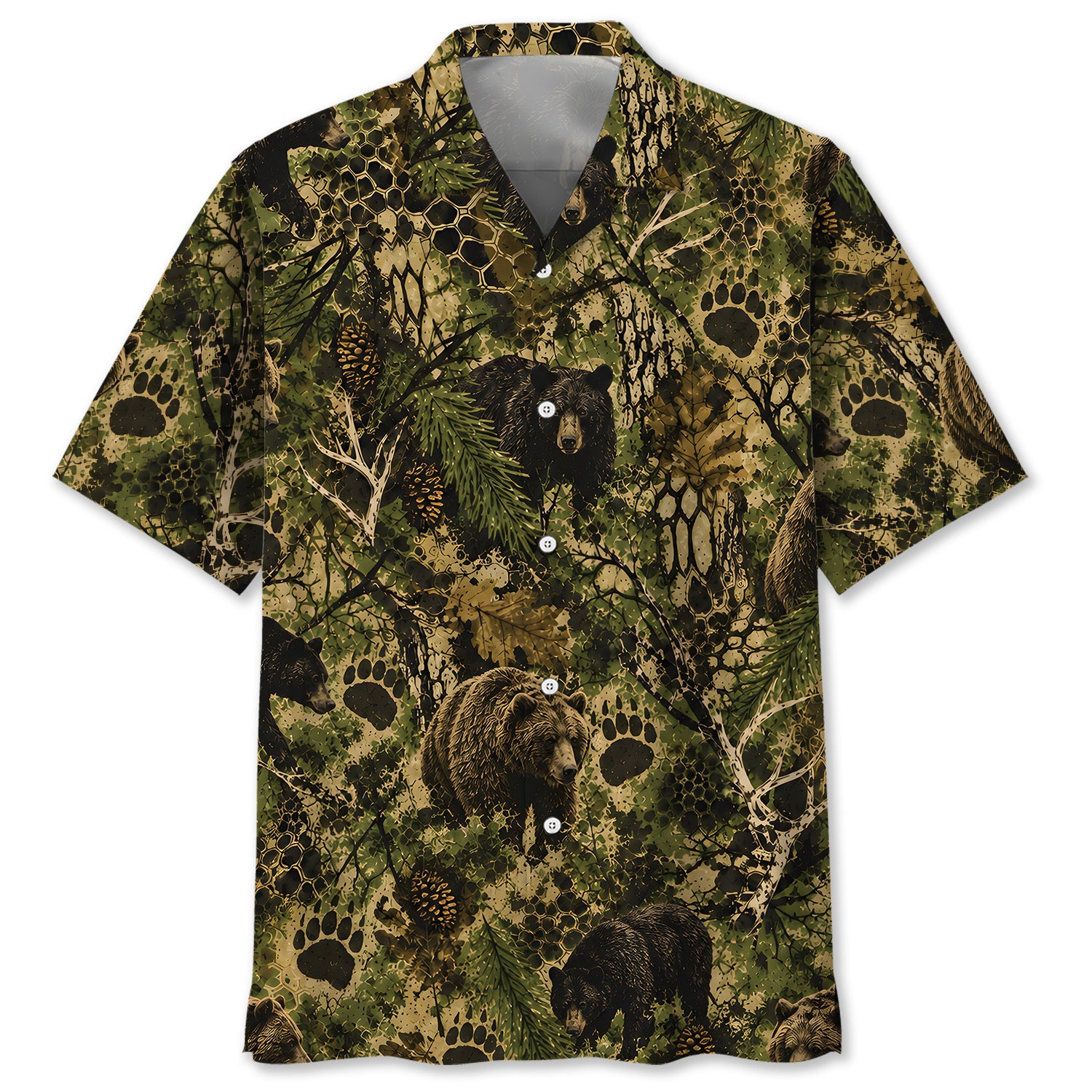 Bear Hunting Hex Camo Hawaiian Shirt
