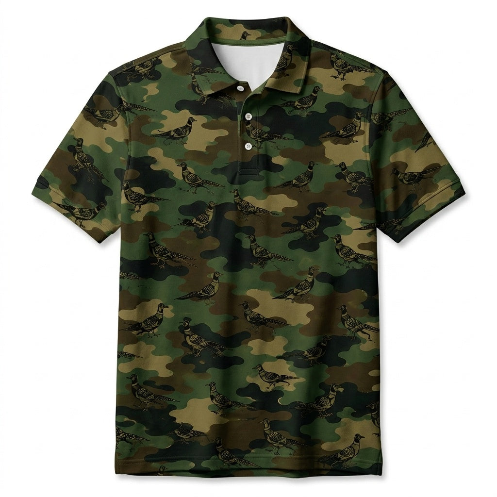 Pheasant Camouflage Millitary Men Polo Shirt