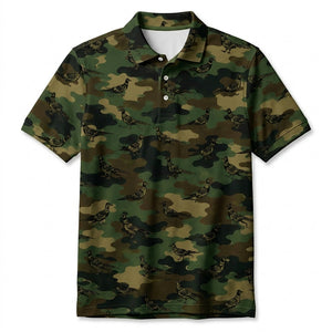 Pheasant Camouflage Millitary Men Polo Shirt