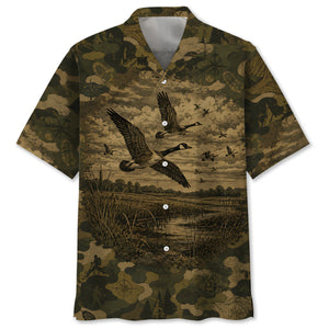 Goose Camouflage Dark Hawaiian Shirt
