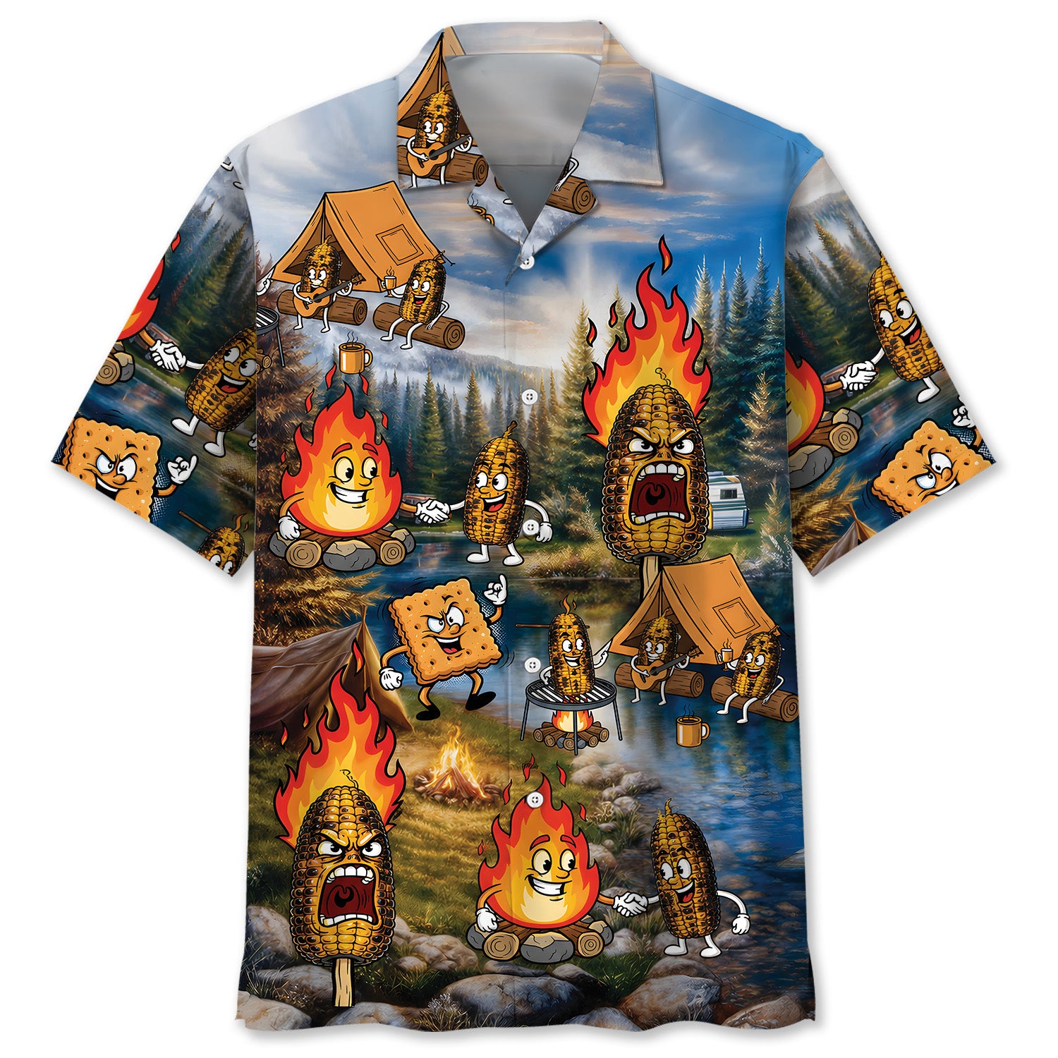 Burnt Corn Funny Camping Hawaiian Shirt