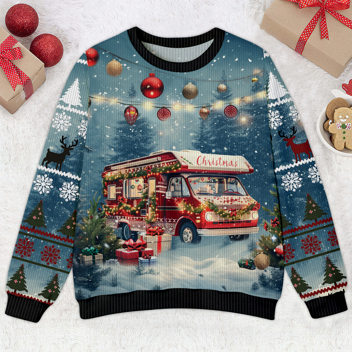 Merry Christmas Vintage Camping RV Ugly Sweater