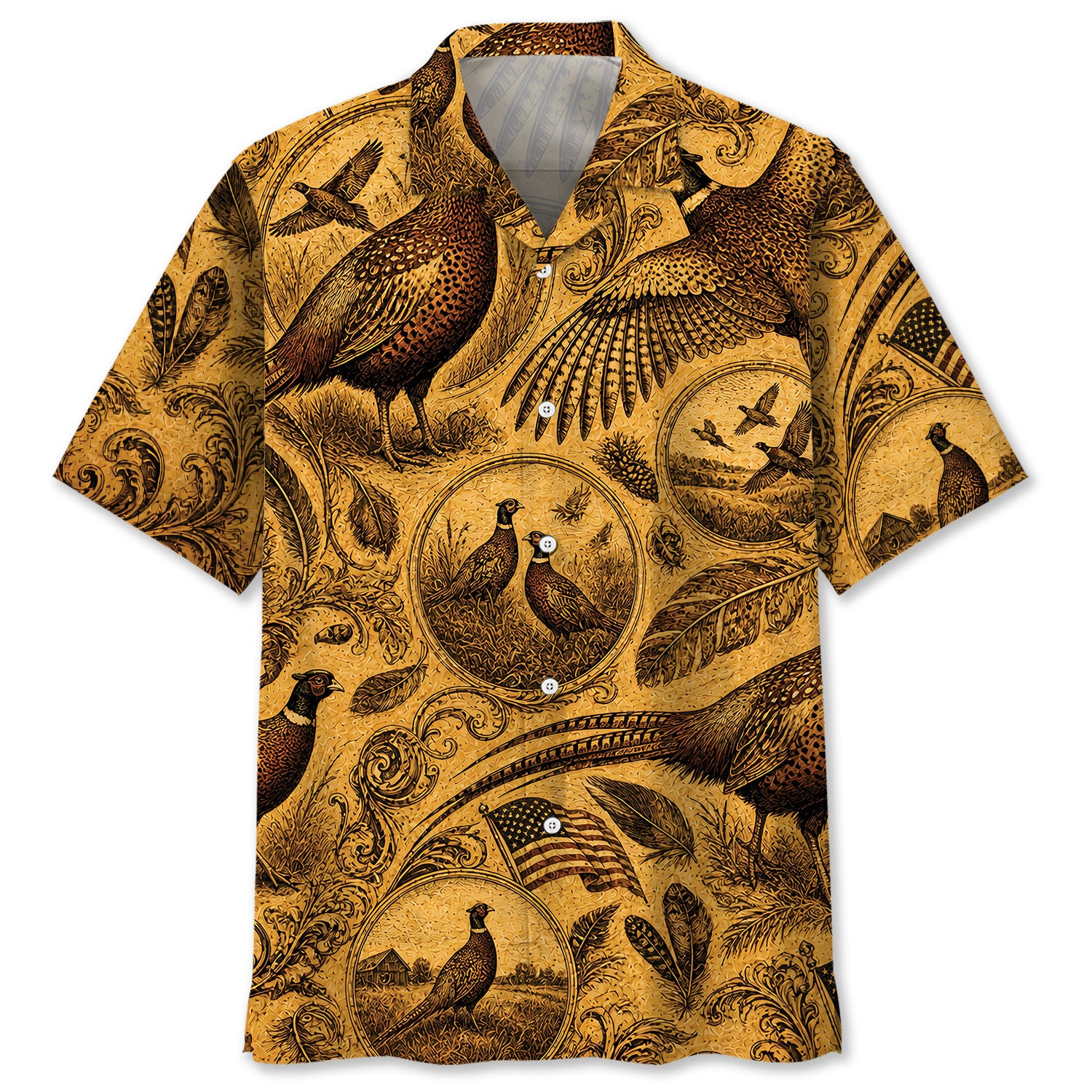Pheasant Hunting Legend Vintage Art Hawaiian Shirt