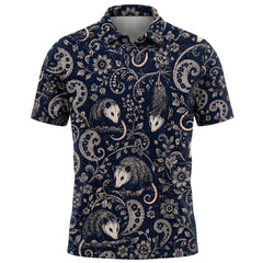 Midnight Opossum Paisley Men Polo Shirt