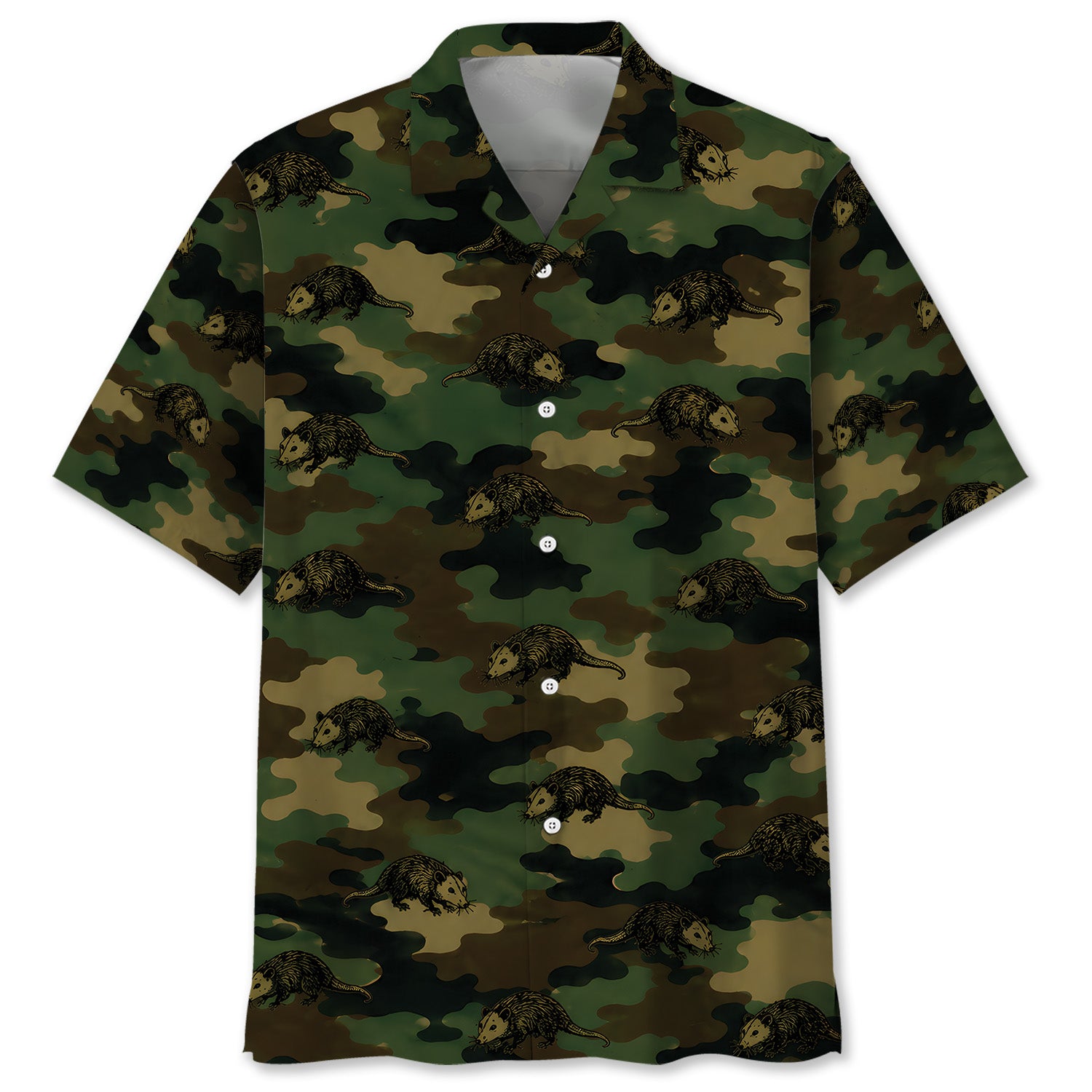 Opossum Camouflage Millitary Hawaiian Shirt
