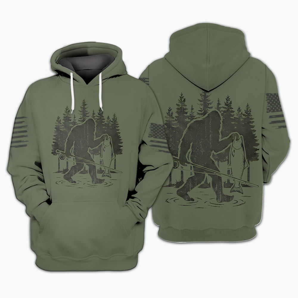 Bigfoot Fishing Funny Fisher Man All Over Print Shirt