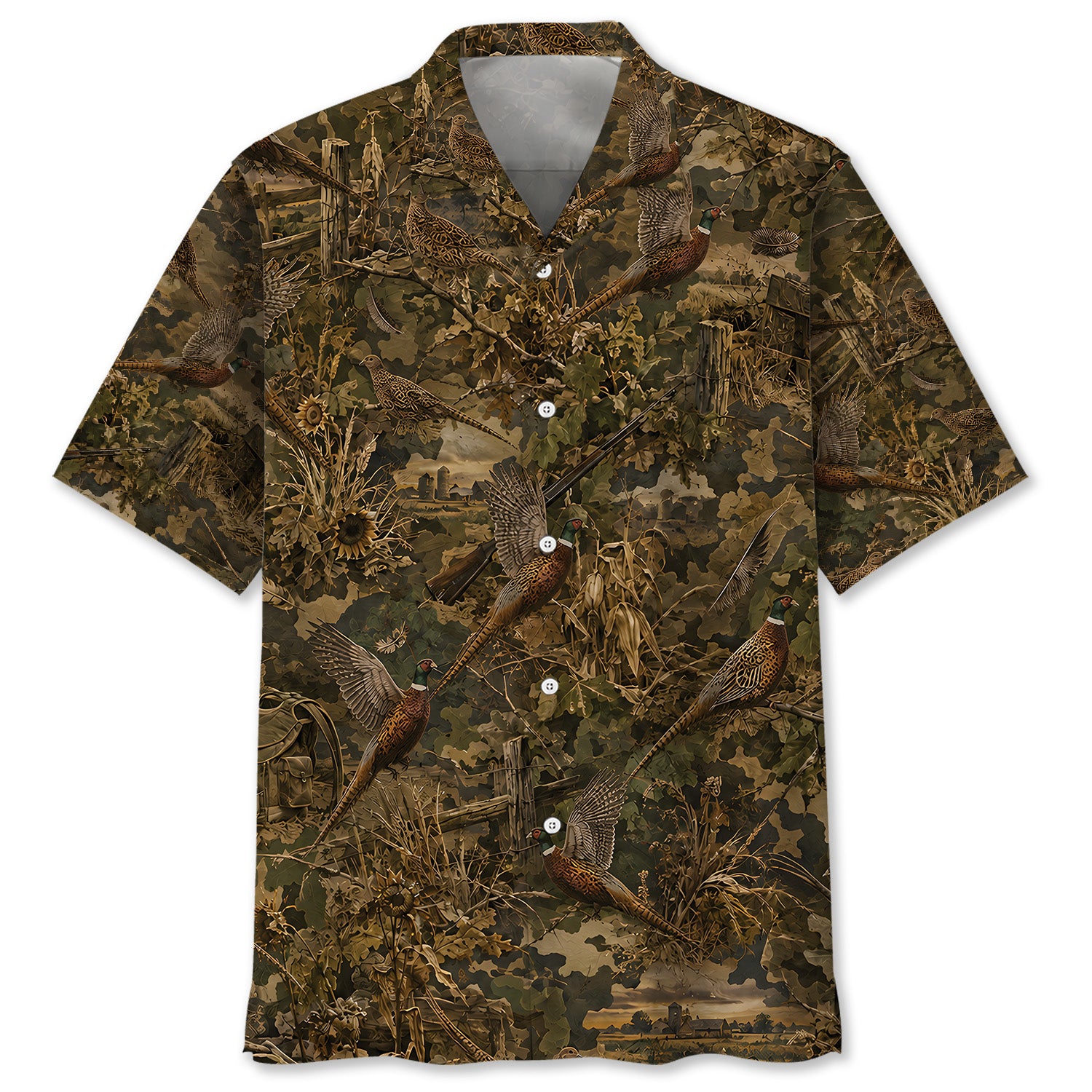Pheasant Hunting Camo Hawaiian Shirt