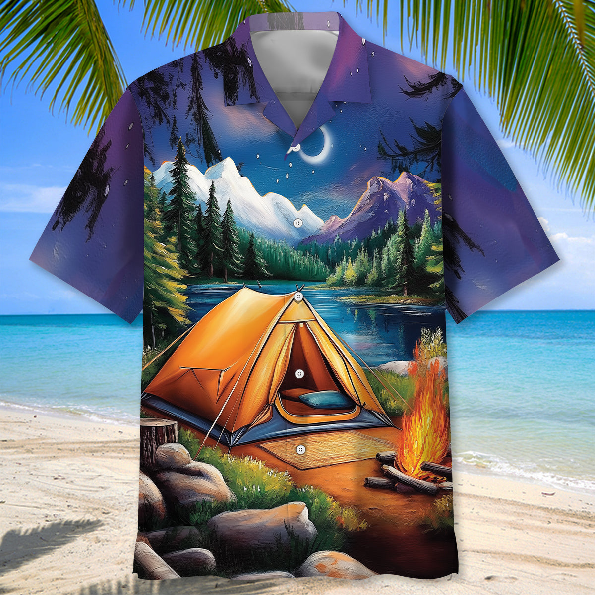 Campfire Vintage Art Hawaiian Shirt