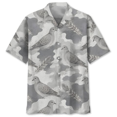 Wild Dove Gray Camouflage Hawaiian Shirt