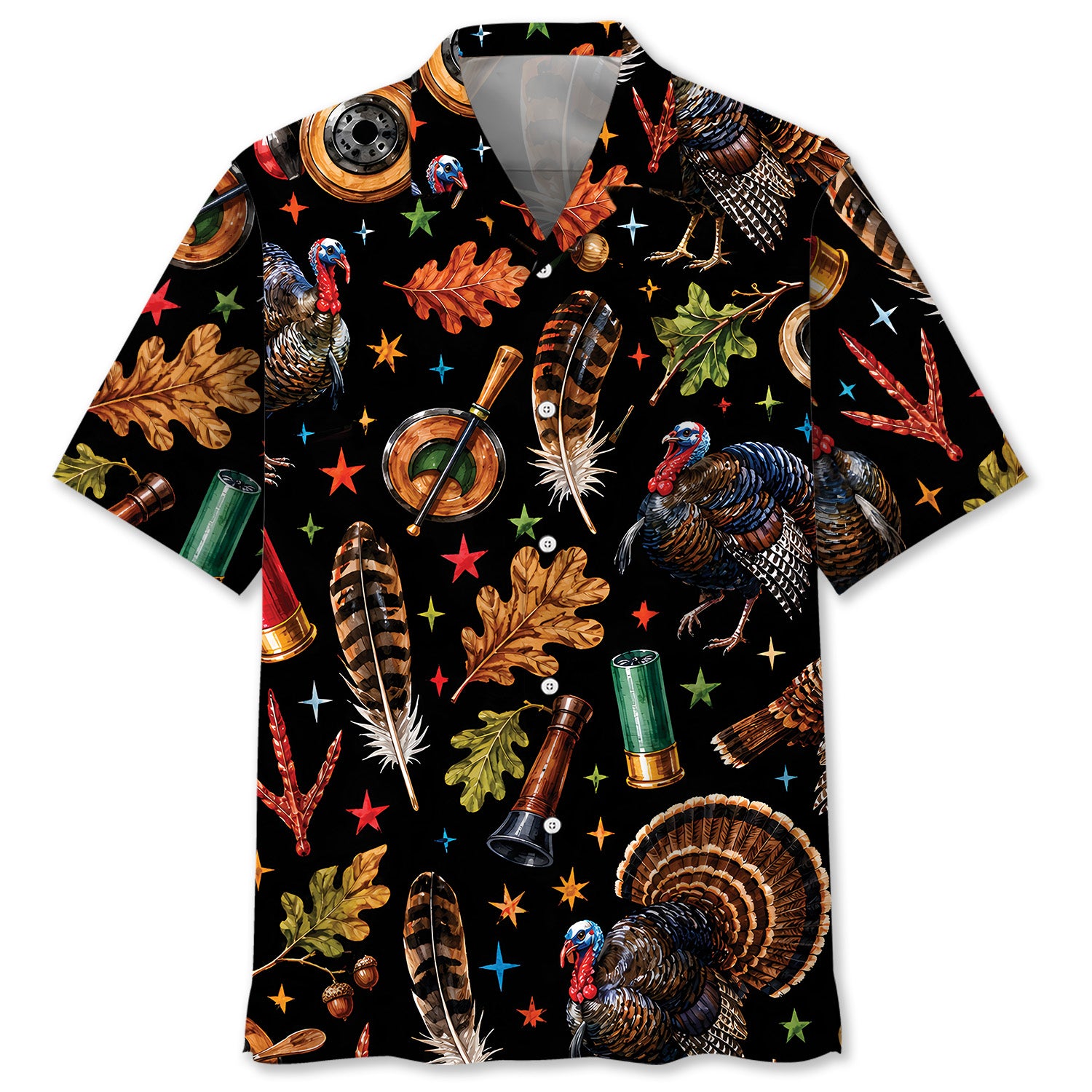 Turkey Hunting Retro Black Hawaiian Shirt