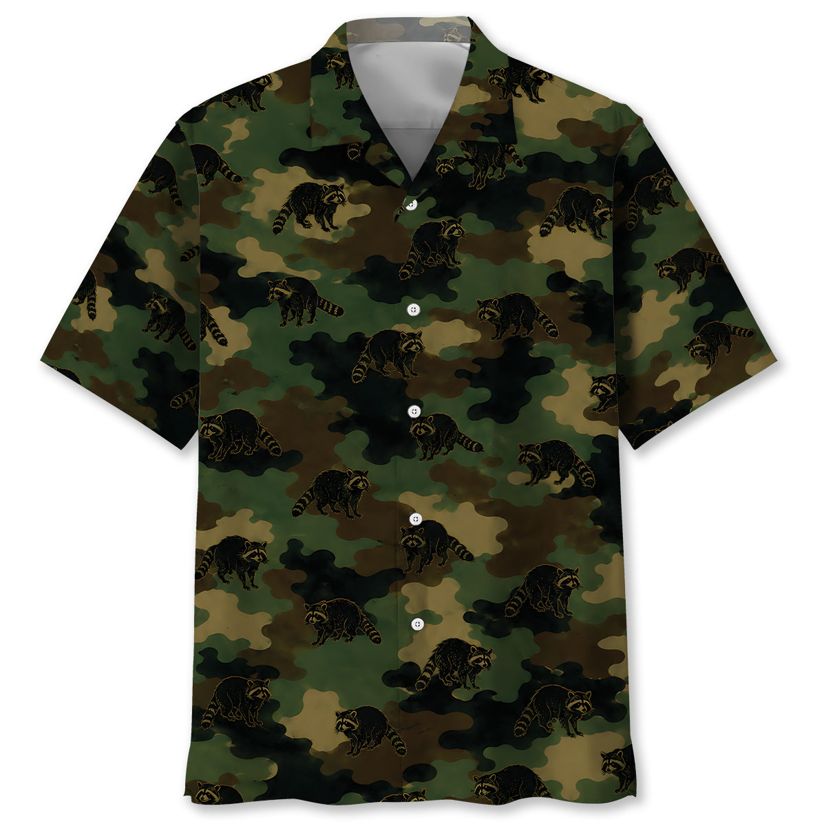 Raccoon Camouflage Millitary Hawaiian Shirt