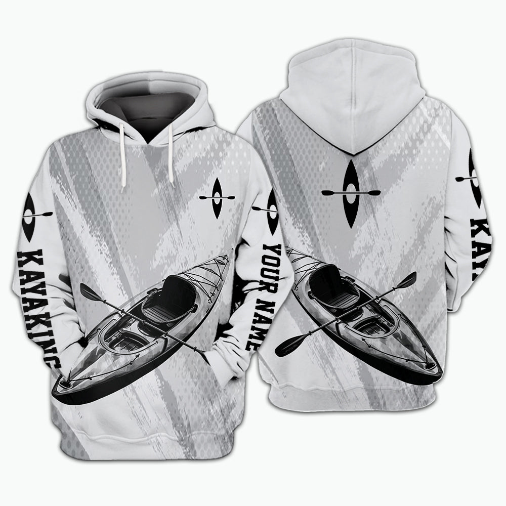 Custom Name Kayaking Black And White All Over Print Shirt